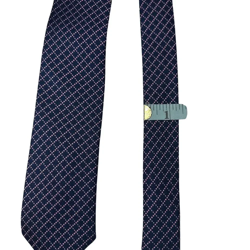Black Brown 1826 100% Silk Mens Neck Tie Navy Blue Pastel Pink‎ Woven Plaid